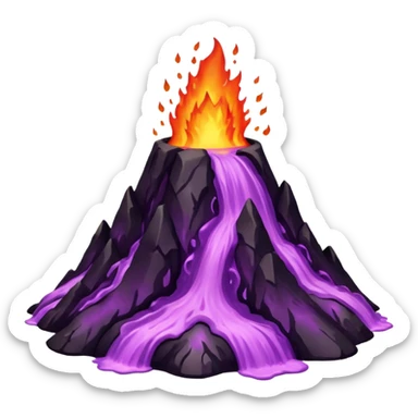 A volcano errupting woth pure purple lava sticker