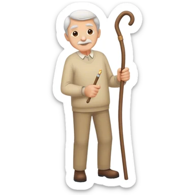 Vieux avec une canne  sticker