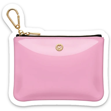 pink stoney clover lane rectangle pouch with shiny gold zipper and a circle zipper puller = pouch should be solid sticker