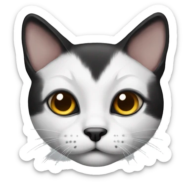 Black and white cat black nose and mouth on the right sticker