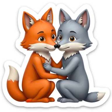 the wolf and the fox embrace sticker