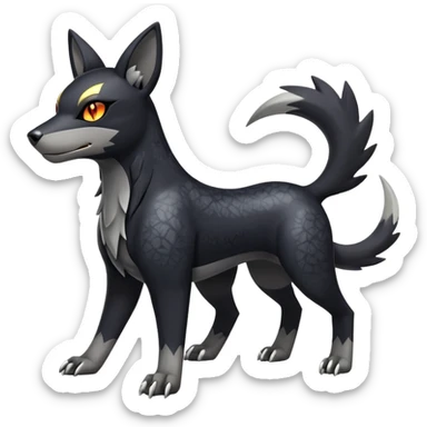 Shiny Exotic Excessive Mysterious Houndour-Poochyena-Pokémon-Fakémon-hybrid-creature (full body) sticker