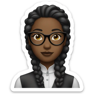 black girl with glasses with slicked back puff and a middle part having heart eyes sticker