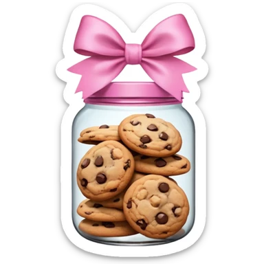 Pink jar of chocolate chip cookies with a bow  sticker