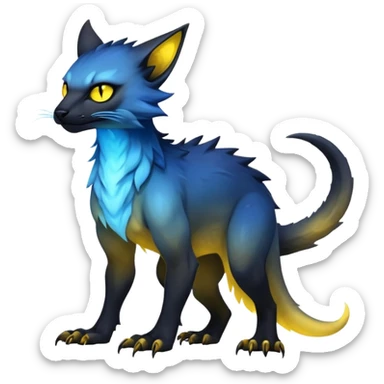  Cool Edgy blue-yellow-black-gradient ethereal badass Fionbri-Vernid-Trico-animal-creature full body  sticker
