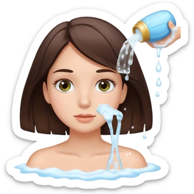 Brunette girl washing her lashes sticker