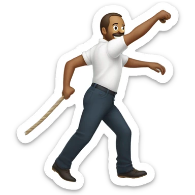 Man whipping air with a whip sticker