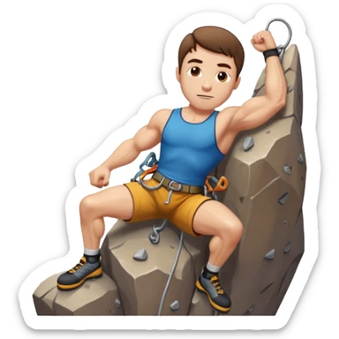 A white man with short brown hair, indoor rock climbing   sticker