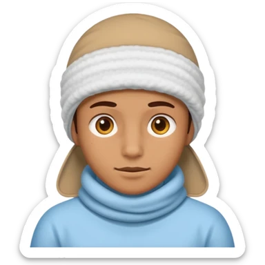 A person with headaches and a cold pad on the head sticker