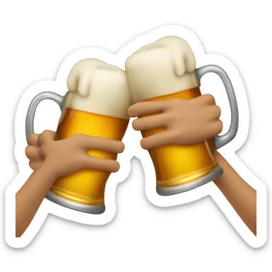 Apple emoji hands holding beer mugs making a toast sticker