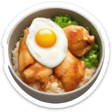 chicken thigh rice bowl with two eggs sticker