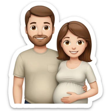 white pregnant woman brown hair and her husband sticker
