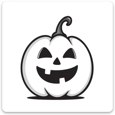 A Halloween jack-o-lantern pumpkin with a carved face in pastel colors (dd9fb0, ffc6d3, a3bfc9, c4bee2, f1b091), hand-drawn doodle style sticker
