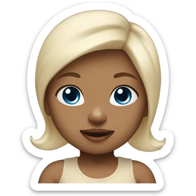 little baby girl with blue eyes blonde in beige bodysuit  sticker