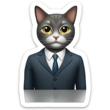 A cat in a business suit in a subway sticker