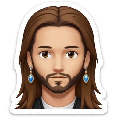Tom Kaulitz with brown long hair, earrings sticker