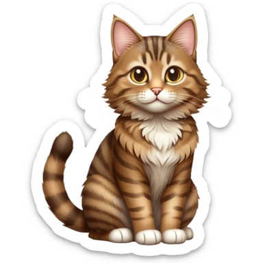 cinematic-[brown tabby cat]-realistic-full-body-sitting-emoji,-tail-curled-playfully-around-its-paws,-head-tilted-dramatically,-fluffy-[tabby]-fur,-simplified-yet-hilariously-adorable-features,-highly-detailed,-glowing-with-an-almost-sarcastic-glow sticker