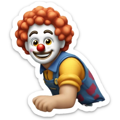 clown face emoji as a plumber fixing crooked pipe under the sink sticker