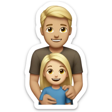 happy family dad with brown hair with blonde mom and blonde baby boy sticker