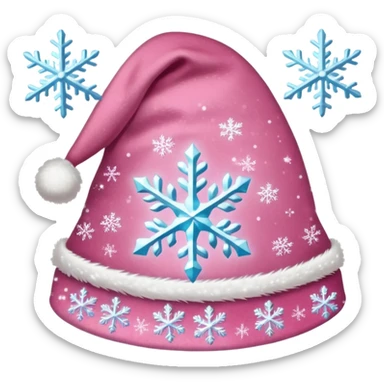Light pink Santa hat with sparkly snowflakes sticker