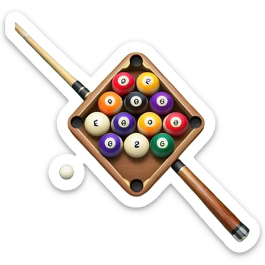 A close-up of a pool cue aimed at a set of colorful billiard balls resting on a green felt table. The focus is on the cue stick and the arrangement of balls, with subtle details of the game’s texture and atmosphere, emphasizing the precision and skill of billiards. sticker
