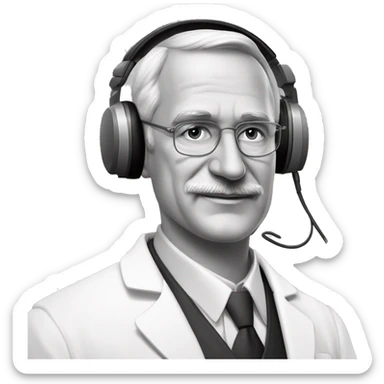  Nikolai Ivanovich Pirogov, eminent Russian physician-surgeon in black and white style with grey halftone elements in Bigger Size Headphones with Podcast Microphone
 sticker