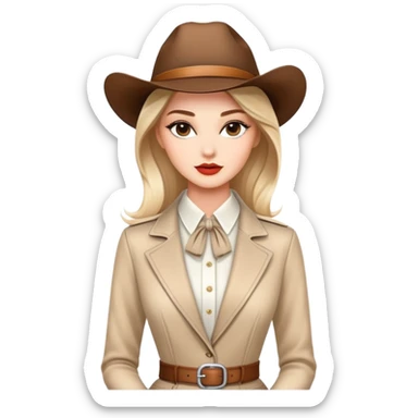 Beautiful Western female fashion model with elegant features, runway pose, stylish designer outfit sticker