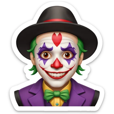crazy colorful human jolly joker from poker sticker