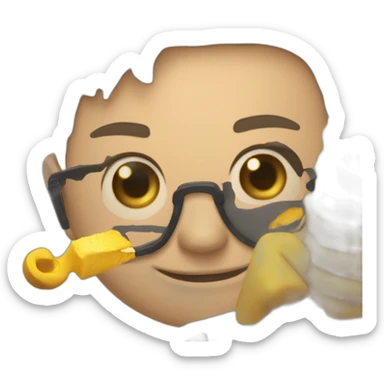 Emoji assobiando e saindo uma clave de sol da boca dele  sticker
