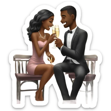 Romantic date for beautiful fashionable couple drinking champagne  sticker