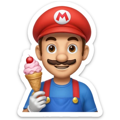 super Mario con il gelato sticker