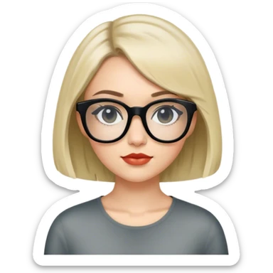 white young woman with chin-legth bob and black rayban glasses sticker