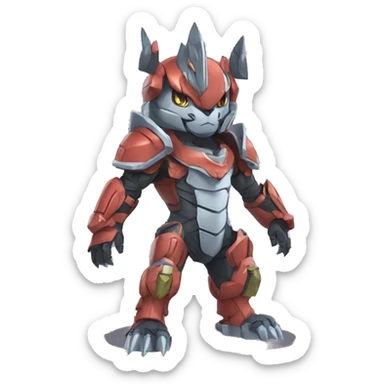 cute kawaii cool edgy armored Digimon-Fakemon-animal full body sticker