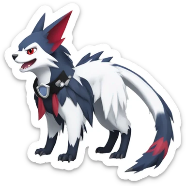 Cool Edgy Nargacuga-Absol-Zangoose-Sneasel-Quilava with a collar on, full body sticker
