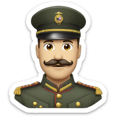 Homme avec moustache carré en tenue militaire levant bras sticker