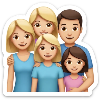 Happy family of 5: mom, dad, sisters and brother sticker