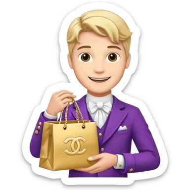 prince holding Chanel gift bags sticker