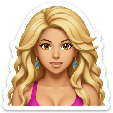 Cinematic Realistic portrait of Shakira, shown as a dynamic pop icon with expressive features and detailed modern attire, illuminated by vibrant, energetic lighting that highlights her global influence sticker