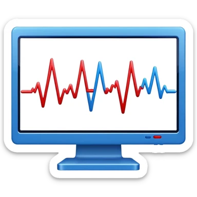 heartbeat line on monitor in blue and red colors sticker