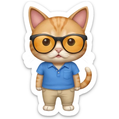 Cat with sunglasses with blue shirt pants and shocked sticker