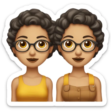 Jovencita de piel morena con cabello rizado y gafas sticker