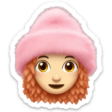 Cute pink fur hat for winter sticker