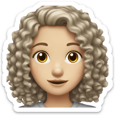 pale girl with curly dark brown hair and hazel eyes sticker