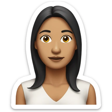 Mexican woman, 53 years old, has sun-darkened skin with a round face, has thick shoulder-length black hair. sticker