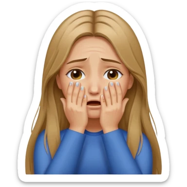 long Bronde hair girl crying with hands covering face sticker