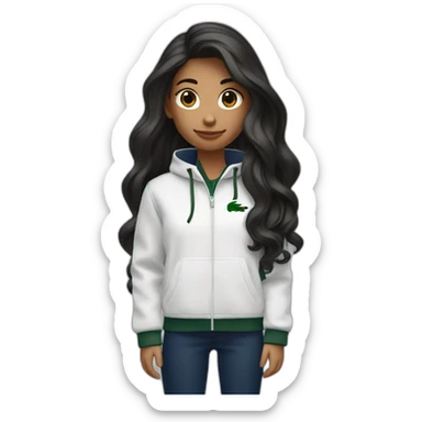 Lacoste bag assina girl with long hair with black lacoste windbreaker sticker