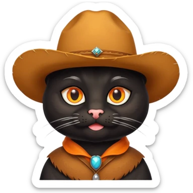 combine the cowboy empjis with a bclack cat emoji and make it have a moustache sticker