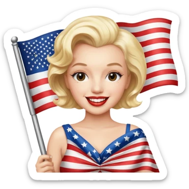 Marilyn Monroe, with american flag sticker