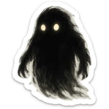 mysterious shadowy monster with glowing eyes sticker
