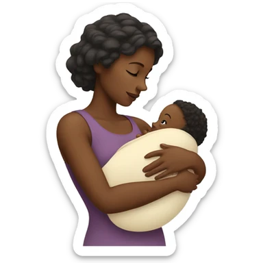 a white woman holding a baby sticker